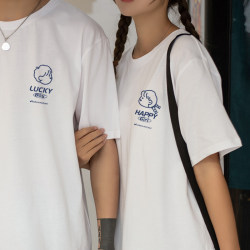 Summer New Style Youth Short-Sleeved Creative Simple Drawing Print Ins Trendy Brand Niche Design Couple Style Casual T-Shirt