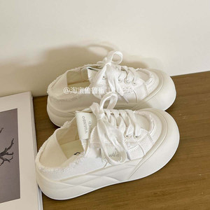
Lulu Dan thick-soled canvas shoes for women 2026 new summer two-wear one-leg sneakers small white shoes bread shoes
