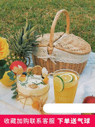 Teng's Basket, a Hand-Woven Basket for Picking Wild Vegetables, a Finished Product, a Picnic Basket with a Lid, a Storage Basket, a Portable Basket