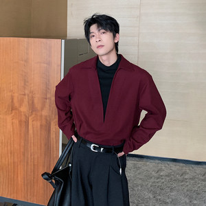 
Hualun autumn and winter German velvet wearable bottoming shirt men's fake two-piece top men's Korean style high-end long-sleeved T-shirt
