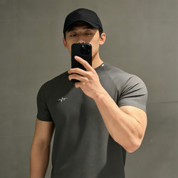 Light Weight Spring/Summer 26 New Honeycomb Grid American Style Slimming Ice-Feel Quick-Drying Sports Slim-Fit Short-Sleeve T-Shirt
