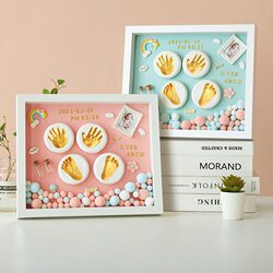 Baby's Full-Month Hand and Foot Print Keepsake, Baby's Hand and Foot Print Clay, Hand Mold, Hand Print Clay, Fetal Hair, 100-Day and First Birthday Gift