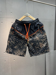 New summer shorts men's trendy American printed fashionable beach pants European straight-leg casual versatile five-point pants

