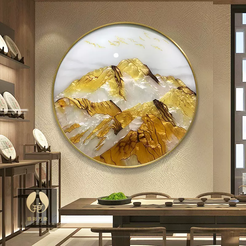 山水玄关掐丝珐琅彩装饰画走廊过道高级挂画现代新款原创设计壁画