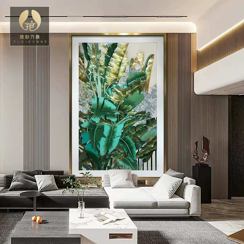 山水玄关掐丝珐琅彩装饰画走廊过道高级挂画现代新款原创设计壁画