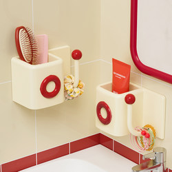 Bathroom Comb Storage Rack, Toilet Toothpaste and Toothbrush Holder, Wall-Mounted Hairband and Hair Tie Storage Organizer