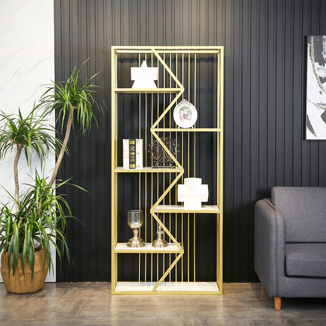 Nordic iron art storage rack bookshelf light luxury floor-standing ...