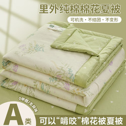 Class a All-Cotton Summer Quilt, Air-Conditioning Quilt, Four-Piece Set, 100% Pure Cotton, Thin Summer Quilt, Machine Washable Quilt Core