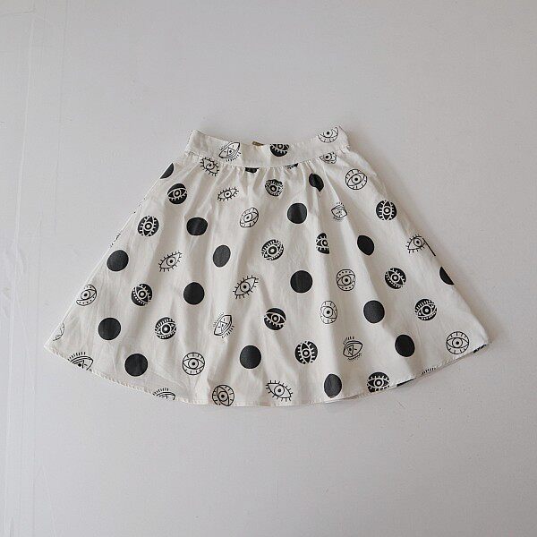 Spring and Autumn Women's Skirt Cotton Rear Zipper Loose Umbrella Skirt Polka Dots Fashionable and Versatile Commuter A-line Skirt F6