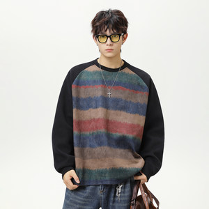 WASSUP official store sweater knitted sweater men's autumn 2025 new contrasting striped trendy couple tops
