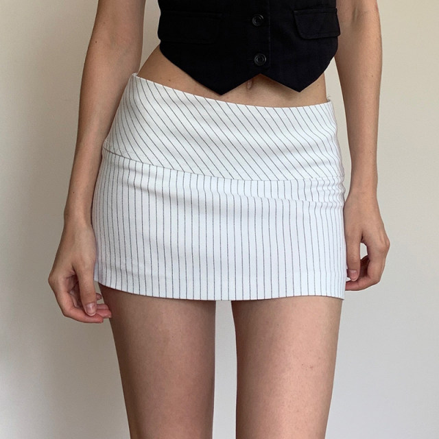 DARLINGAGA simple casual style low waist sexy striped skirt women zipper slim hip skirt short skirt