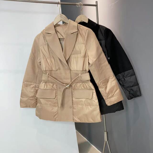 / No return and exchange for new style style suit collar 90 white duck down down jacket loose long sleeve jacket for women 70 long length
