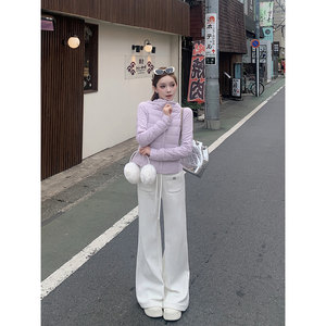 
[Iceland Small Waist] taro special purple 'temperature-locking short ribs' 90 white goose down jacket/top/sweatpants