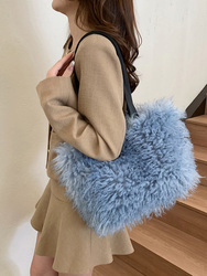 Autumn And Winter Large-capacity Tote Bag High-end Furry Shoulder Bag Fashionable Hand-held Armpit Bag Fashionable And Versatile