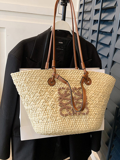 Sac à Main Grand En Rotin & Paille - Sac Bandoulière Vintage Boho - NEUF Avec étiquettes