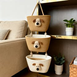 Bedside Storage Hanging Bag, Bedroom Essential, Dormitory Wall Storage Bag, Woven Hanging Basket, Hanging Basket, Doll Storage Bag, Hanging