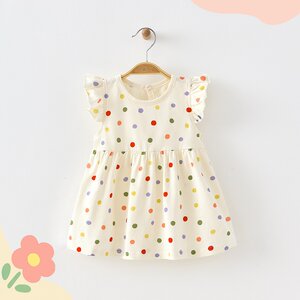 
0-7 years old Binbin baby girl princess dress children's pure cotton dress summer thin flying sleeve floral dress spring and summer