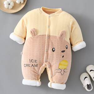 
0-3 years old infant jumpsuit autumn and winter for men and women 260g quilted thickened cartoon boneless crawling suit