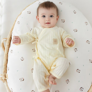 
0-1 year old infant jumpsuit, summer thin long-sleeved robe, cotton monk suit, baby air-conditioning suit, pajamas