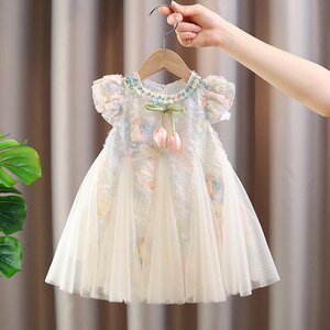 
0-9 years old girls dress summer tulip children baby fashionable summer dress thin mesh princess vest dress