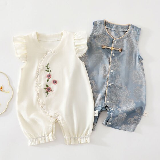 
0-2 years old sleeping king summer baby vest jumpsuit newborn romper clothing male and female baby one-year-old dress