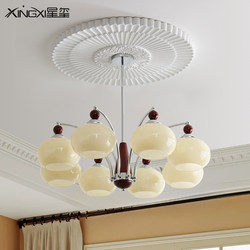 American Pastoral Retro Persimmon Living Room Chandelier Dining Room Bedroom Lamp Wabi Sabi Mid-Century Style Solid Wood Chandelier