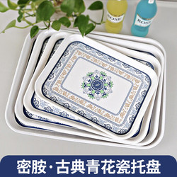 Tea Cup Tray, Home Use, Creative, Modern and Simple Tea Tray, Water Cup, Blue and White Porcelain Tray, Rectangular, Large Plastic, Extra Large