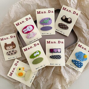 
Korean version of cute colorful flowers and small animals bangs clip non-woven hair clip children's fabric BB clip baby side clip