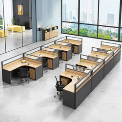 Staff Desk and Chair Combination 2/4/6 Person Deck Computer Desk Screen Workstation Partition Corner Single and Double Seats