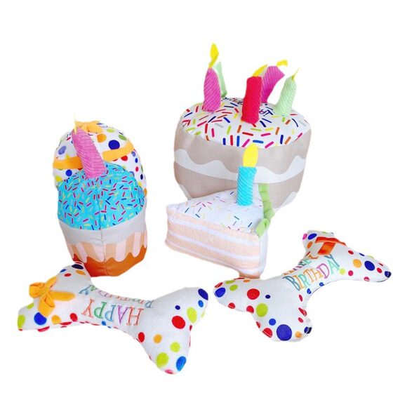 Kitten dog pet birthday cake gift box 啃 grinding toy toy, puppy dog ​​plush, loud doll
