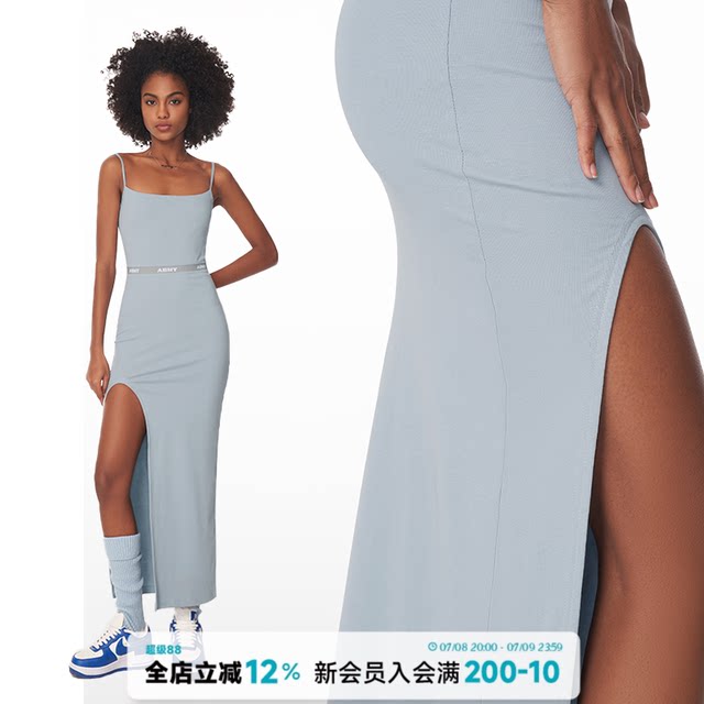 noBra by ABMY slit suspender dress for women in spring and summer with breast pads for hot girls sexy waist-hugging long skirt