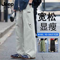 Jeep Spirit Ice Silk Pants Men's Summer New Large Size Perforated Breathable Thin Casual Sports Trousers