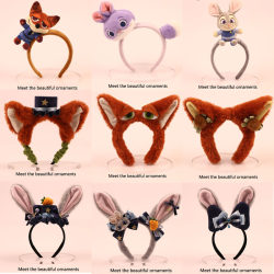 Zootopia Nick Fox Headband Cute Judy Rabbit Ears Police Officer Hairpin Park Photo Performance Hair Accessory