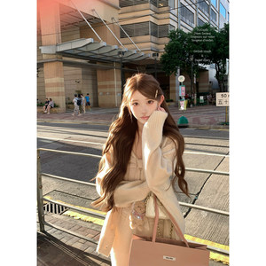 
Chi Umbrella 25/fw rice milk pudding soy milk color wool cardigan bow inner wear/trousers/long skirt suit