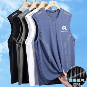 
Sports vest men's new summer ice silk mesh sleeveless vest top fitness sweat-absorbent quick-drying thin T-shirt new style