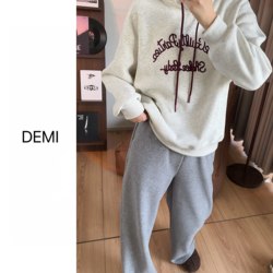 Letter casual hooded pullover sweatshirt jacket