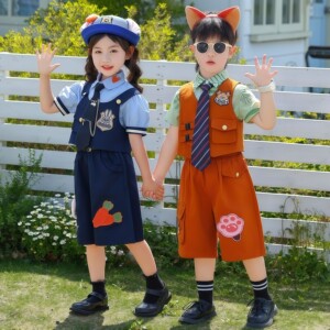 
Boys and girls suits Zootopia Nick Fox costumes kindergarten rabbit police officer children's cos clothing