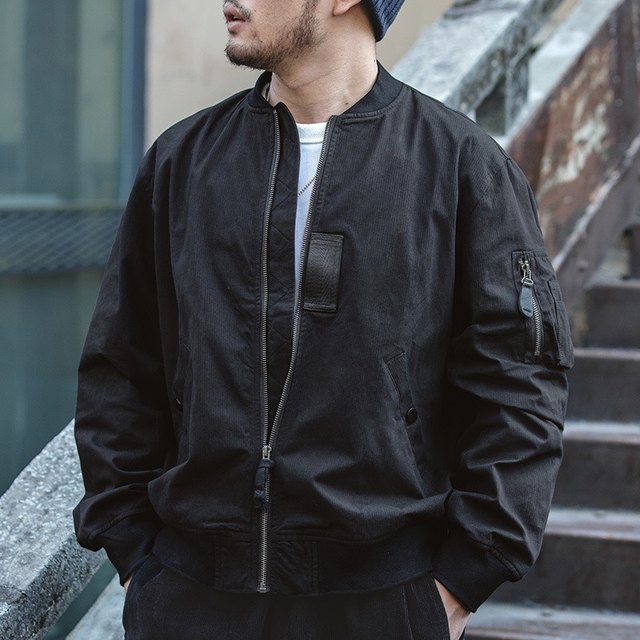 Retro Thickened Fleece Lined MA1 Air Force Pilot Jacket Men's Tank Workwear Coat Autumn Fashion Urban Style Long Sleeve Coat main image 1
