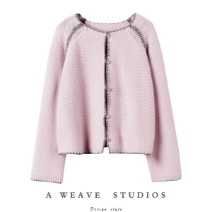 So beautiful that it will make you confident ~ 100 pure cashmere hand-stitched shell embroidered long-sleeved knitted cashmere cardigan for women in autumn and winter