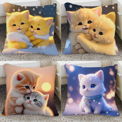 Cute Cat Pillow Sofa Living Room Cushion Office Winter Car Lumbar Support Cartoon Square Pillow