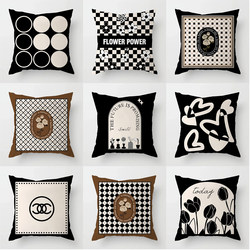 Nordic Black and White Pillow Sofa Office Headboard Cushion Square Car Lumbar Support Backrest Pillow Cushion