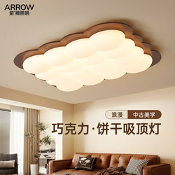Arrow Brand Vintage Ceiling Light for Living Room, High-End Walnut Color Bubble Creative Cream Style Eye-Protection Lighting