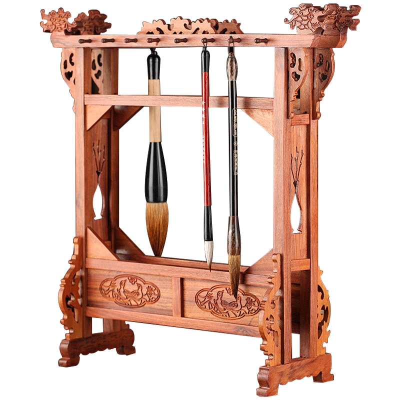 8针祥云笔架毛笔挂实木质笔架子大号酸枝毛笔架文房四宝书法用品清仓