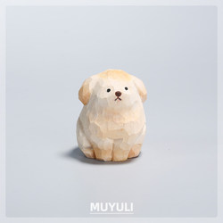 Wooden Carving Small Golden Retriever Ornament, Cute Girl's Desktop Decoration, Ins-Style Creative Dog Healing Gift for Women