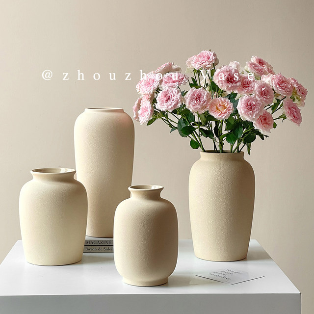 Ins style ceramic vase dry flower arrangement ornament Nordic living room desktop home decoration floral photo props