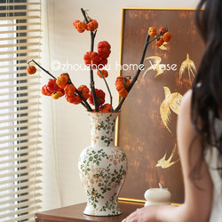 French-Style Vintage Ceramic Vase Ornament for Living Room Hydroponic Flower Arrangement, High-End Pastoral Style Decoration, New Chinese-Style Blue and White