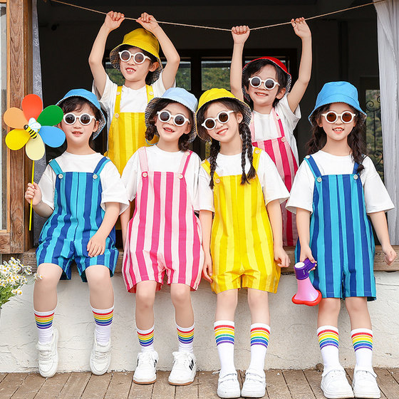 
Children's performance costumes kindergarten colorful belt graduation photos elementary school cheerleading costume chorus