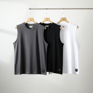 Haie Cabinet Men's Clothing 220G All Cotton! Breathable and Sweat-absorbing! Summer Fashion Round Neck Sleeveless T-shirt versatile vest