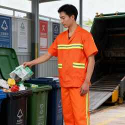 Short-sleeved reflective strip work clothes set for road administration and sanitation