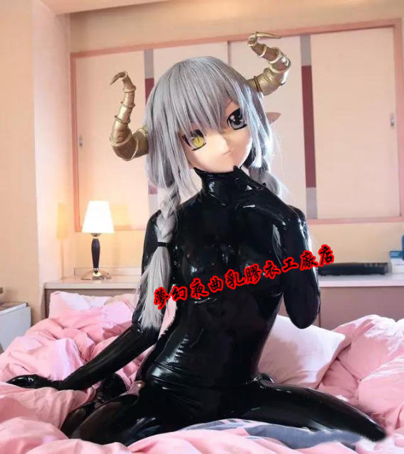 Upgrade Kig all -inclusive latex jacketless zipper face face to get into Kigurumi skin clothes tight -fitting jacket
